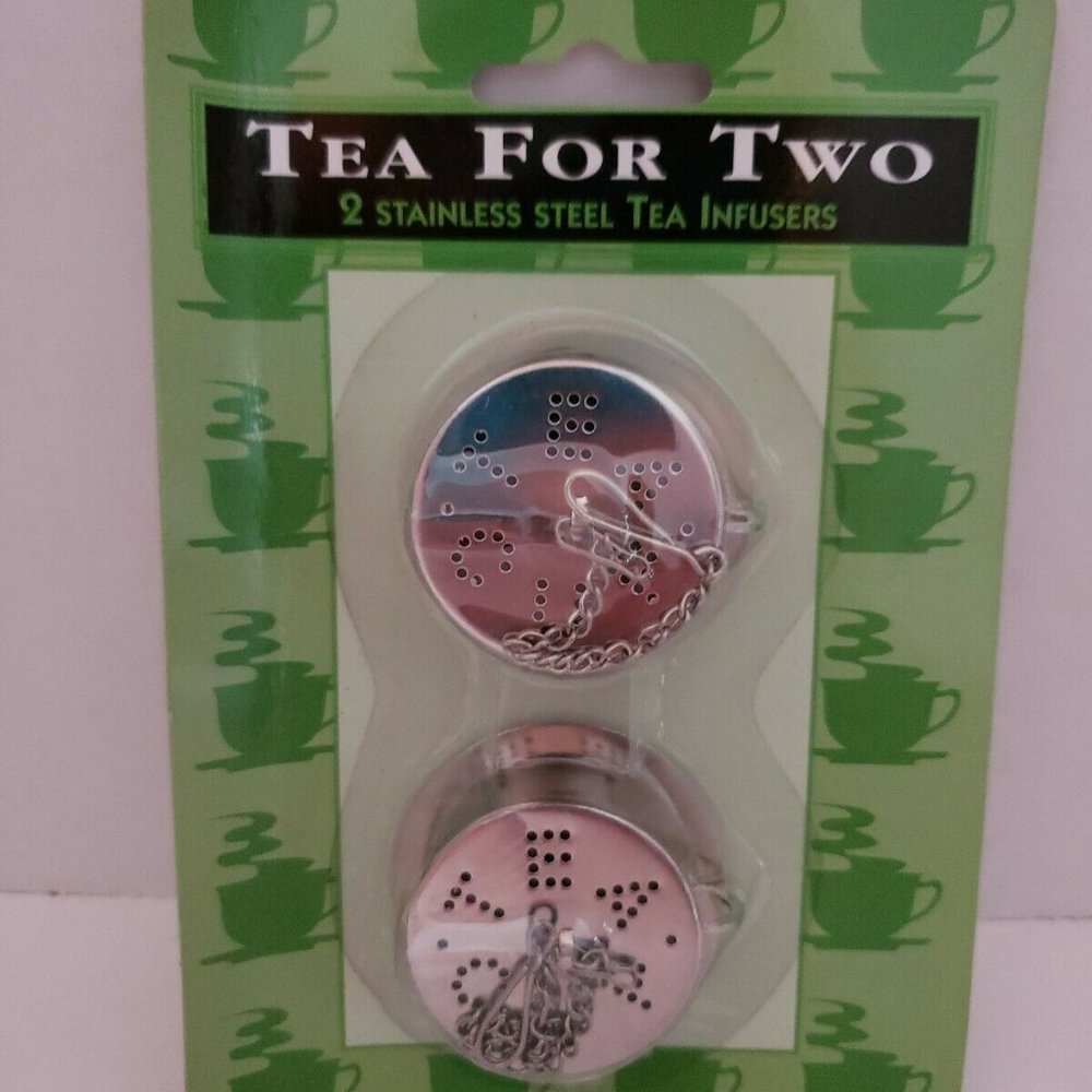 Tea For Two 2 Stainless Steel Tea Infusers Tea Cups NEW